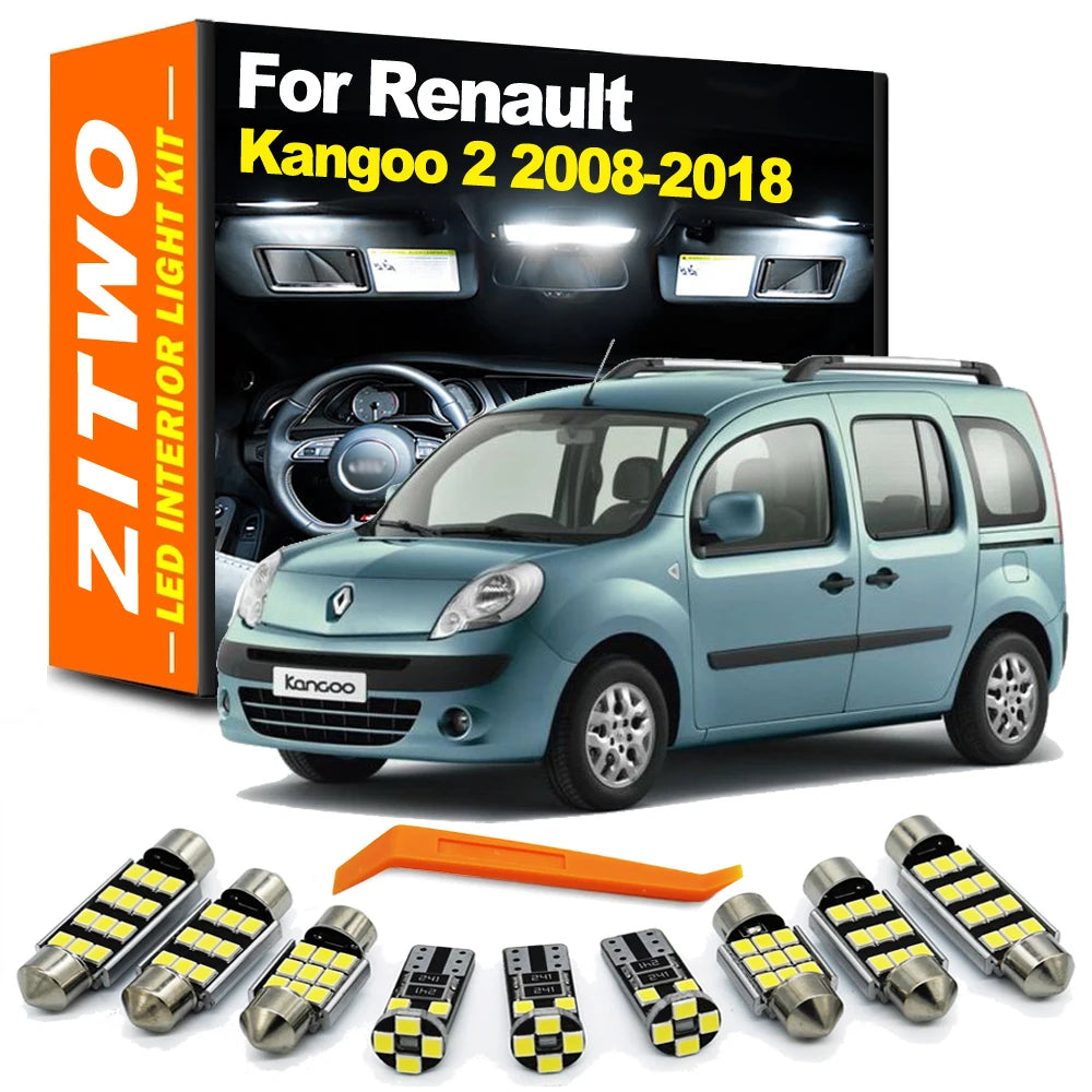 ZITWO 11Pcs LED Interior Indoor Dome Reading Light Kit For Renault Kangoo 2 II M for Renault MK2 - Canbus LED Car Light
