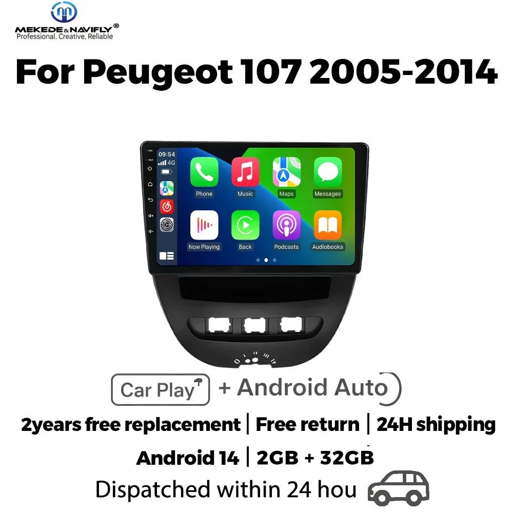 IPS touch screen 9 inch Car Radio ForPeugeot 107 Toyota Aygo Citroen C1 2005-2014 Wireless