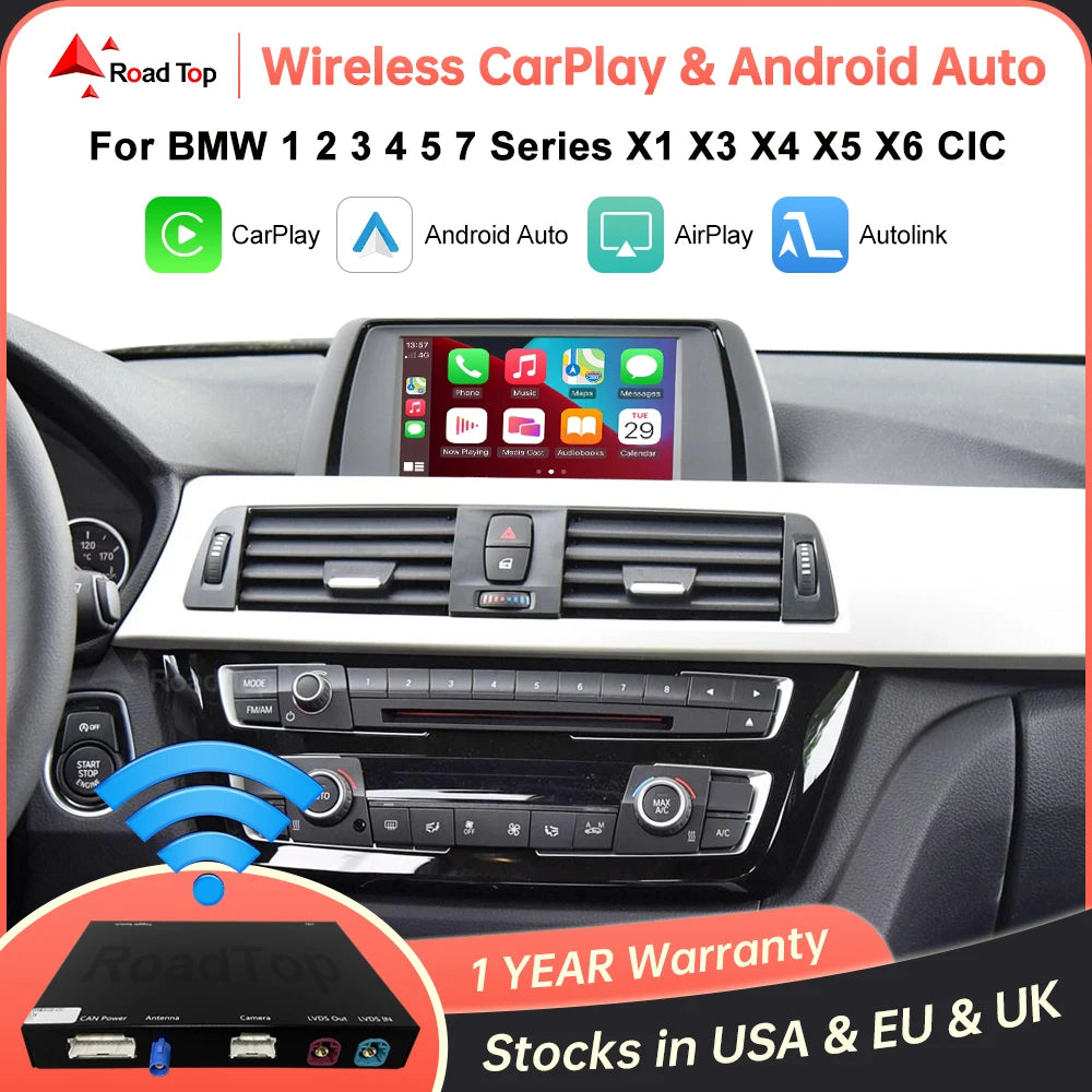 Wireless CarPlay Android Auto for BMW CIC System 1 2 3 4 5 7 Series X1 X3 X4 X5 X6 F10 F11 | AUTOKITSHOP