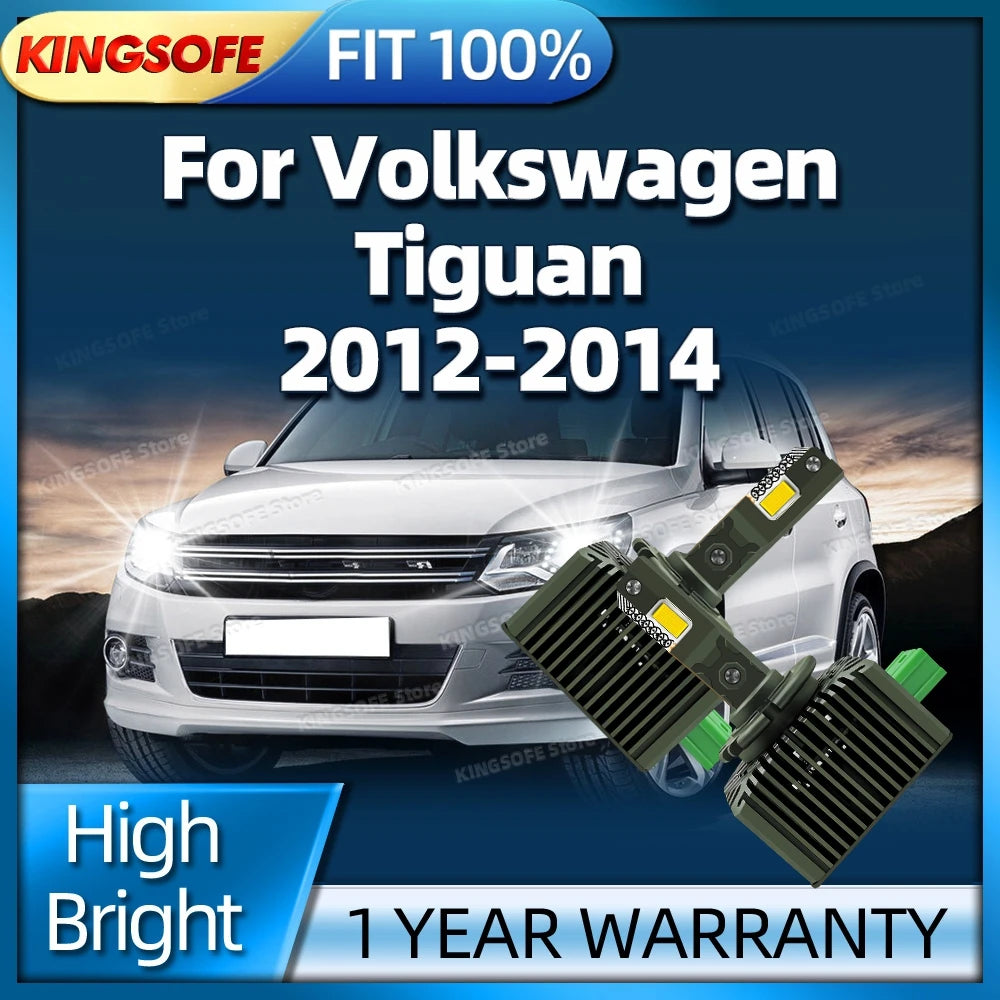 LED Headlight HID D3S 50000LM Car Light Turbo Lamp Canbus 6000K For Volkswagen Tiguan 2012