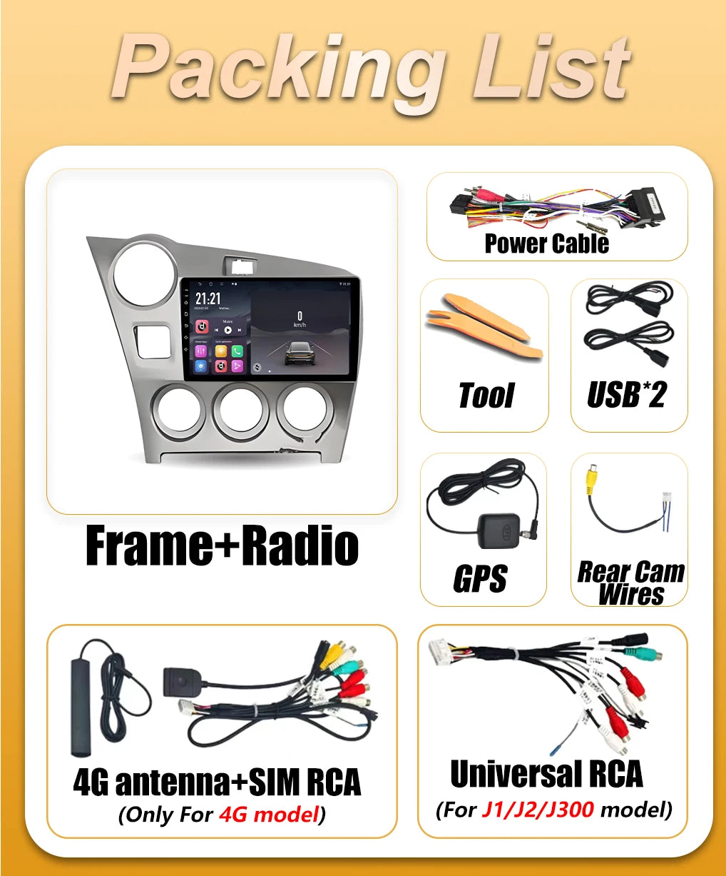 Android 16 Car Radio Carplay For Toyota Matrix 2 E140 2008 2009 2010 2011 2012 2013 2014 V | AUTOKITSHOP