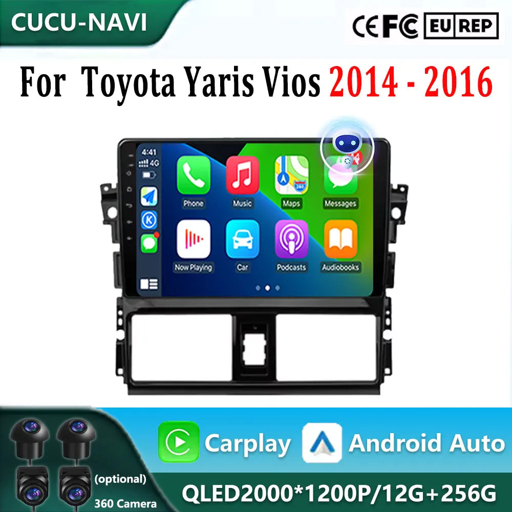 Android 16 Car Radio For Toyota Yaris Vios 2014 2015 2016 Stereo Unit Multimedia Player GP | AUTOKITSHOP