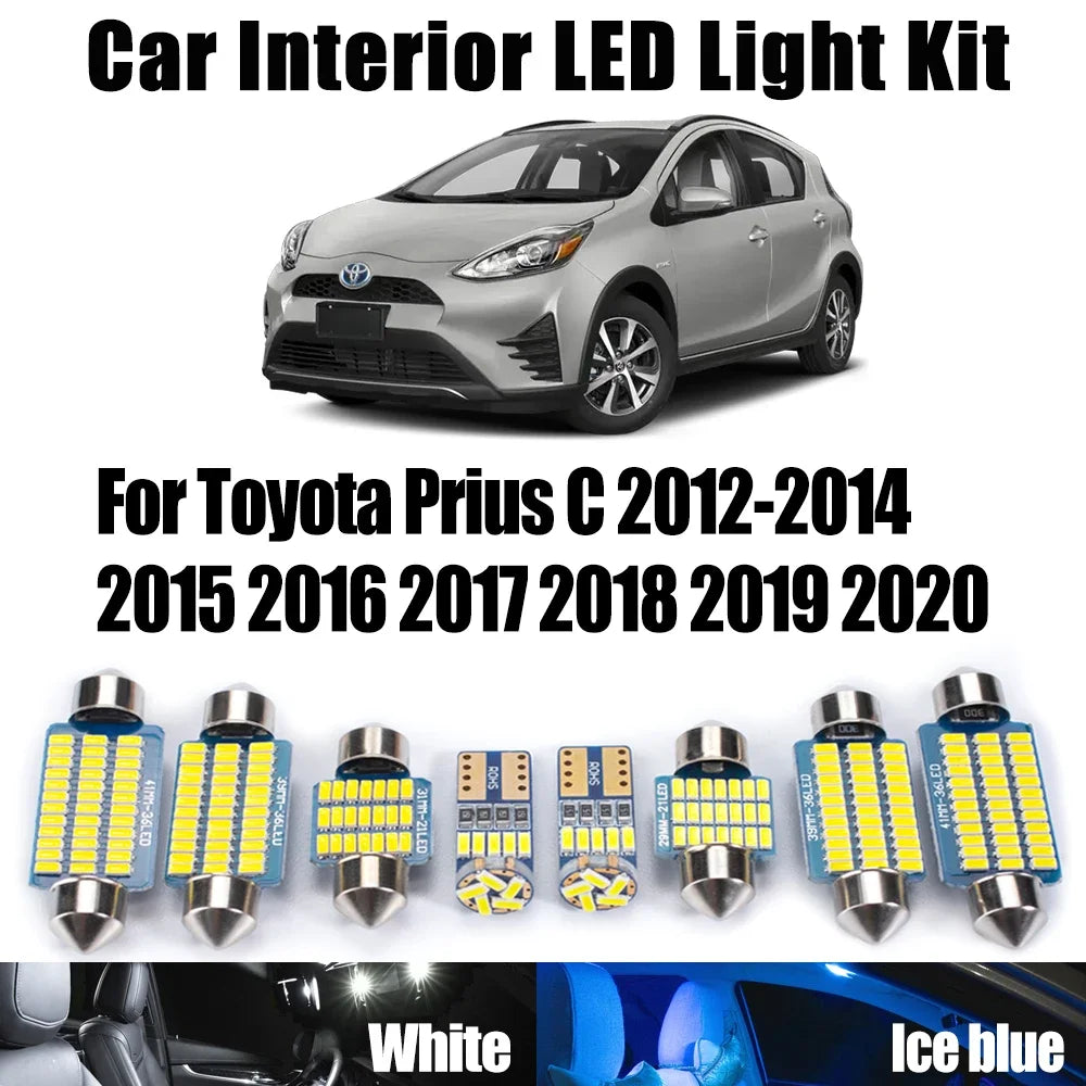 8-Piece LED Interior Light Kit for Toyota Prius C 2012-2016 - Canbus Dome Map Door Trunk Bulbs | AUTOKITSHOP