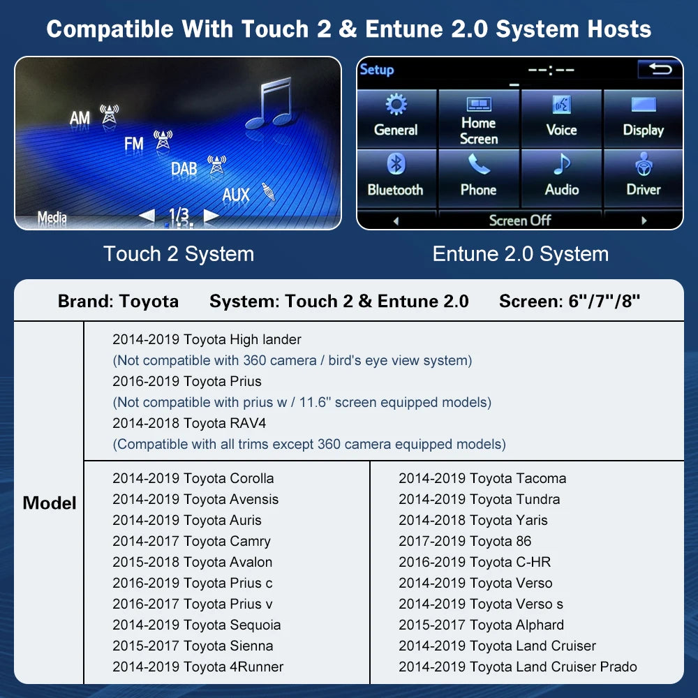 Wireless Carplay Android Auto For TOYOTA Touch2 Entune2.0 Prius C-HR Avalon Prius Sienaba  | AUTOKITSHOP