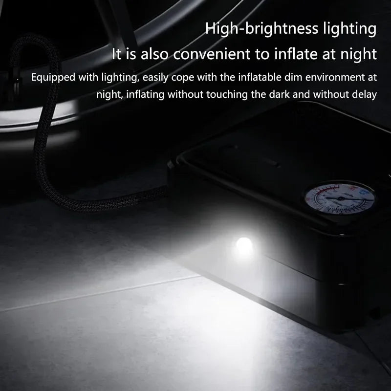 Car Tire Inflator DC 12V Car Air Compressor Auto Air Pump Pointer Type Tire Pressure Display Ele - Automotive LED Light