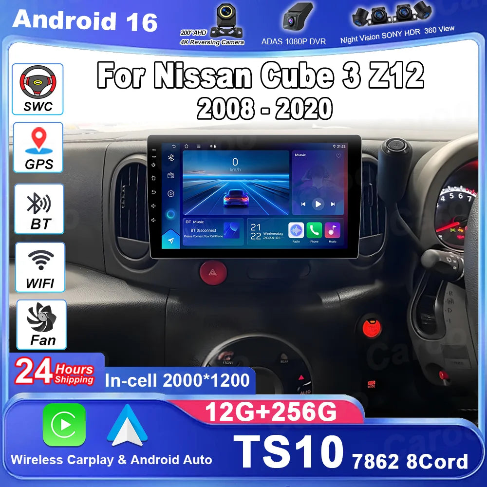 Android 16 Car Radio For Nissan Cube 3 Z12 2008 - 2020 GPS Head Unit Qualcomm Multimedia S