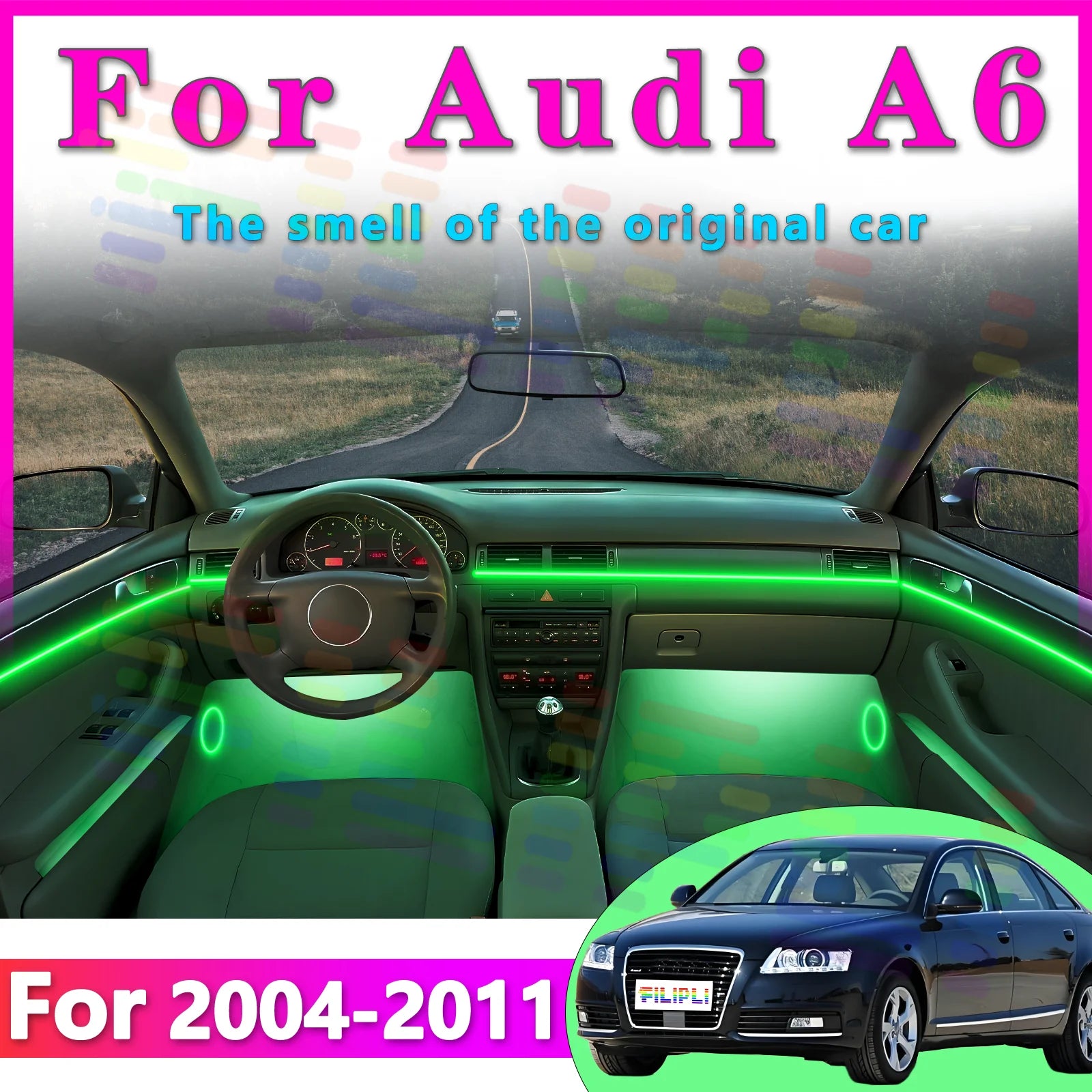 RGB - Ambient Light - for Audi A6 2004-2011 - Car Interior Lighting | AUTOKITSHOP