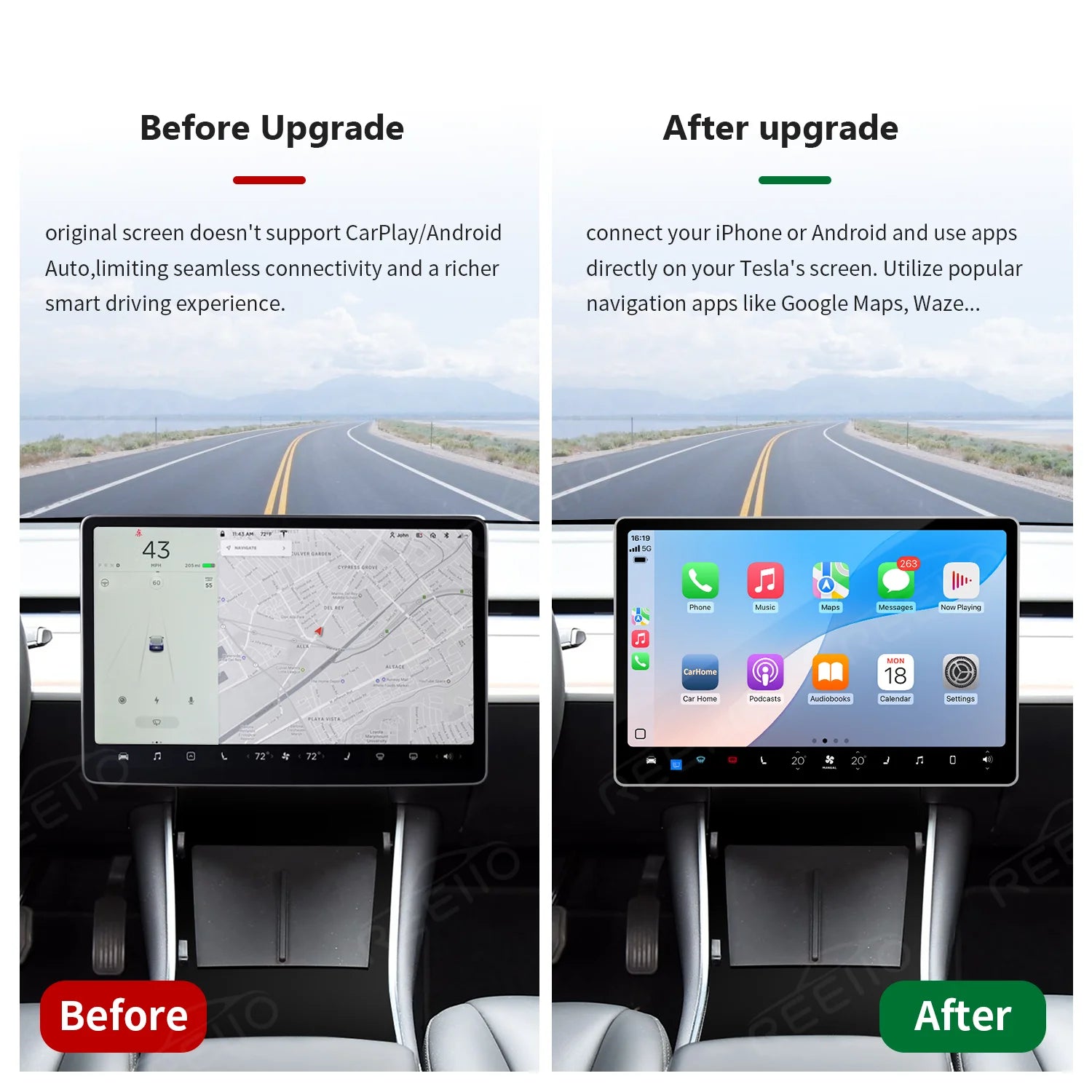 Wireless CarPlay Interface For Tesla Model 3 Model Y Android Auto Decoder Module Mirror Li