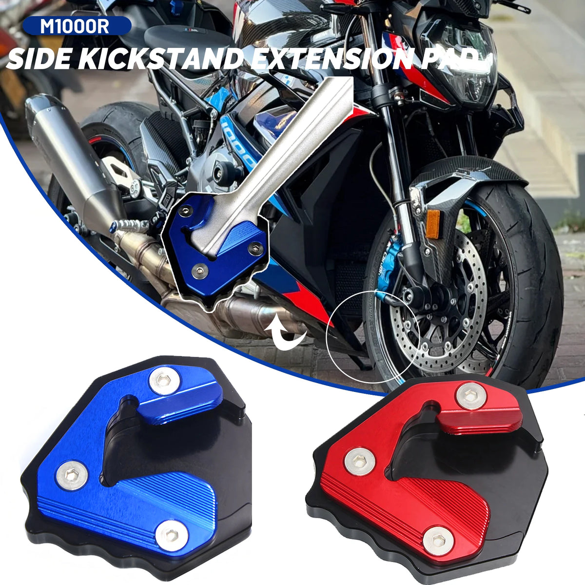 For BMW M1000R M 1000R 2023 2024 2025 Aluminum Motorcycle Extension Foot Side stand Enlarger Sup - Automotive LED Light