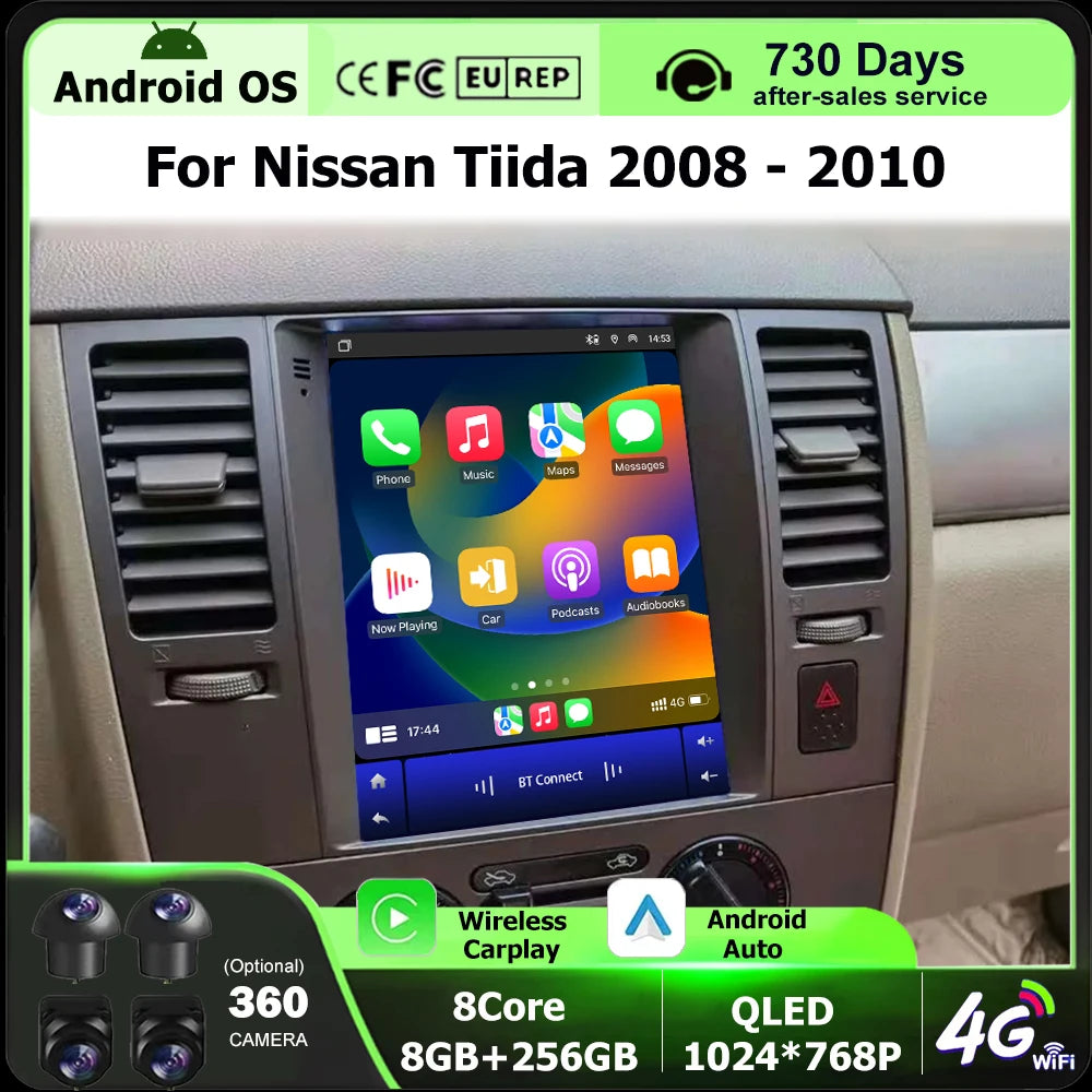 Wireless Carplay For Nissan Tiida 2008 - 2010 Android 16 Auto Car Radio Multimedia Video P