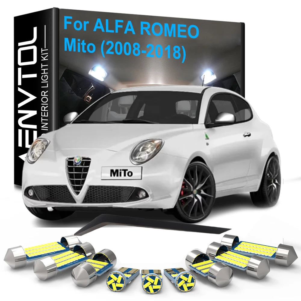 10-Piece LED Interior Light Kit for Alfa Romeo Mito 2008-2018 - Canbus Dome Map Door Trunk Bulbs | AUTOKITSHOP
