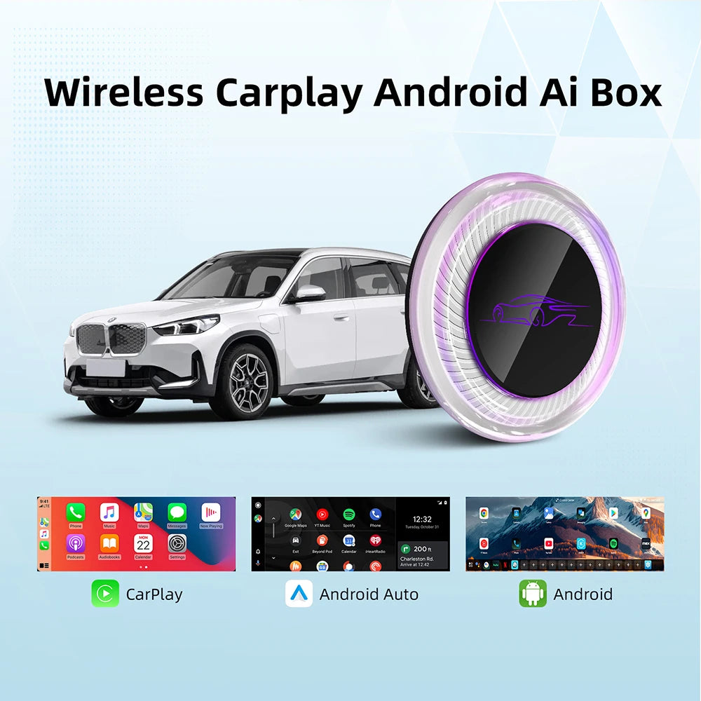 Wireless AI Box for BMW or Other Cars with Wireless CarPlay Android 13 System 8GB RAM 128G