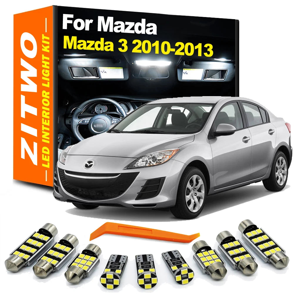 ZITWO 11Pcs LED Interior Light Number Plate Bulb Kit For Mazda 3 BL Mazda3 2010 2011 2012 2013 Vanity Mirror Trunk Lamp Canbus