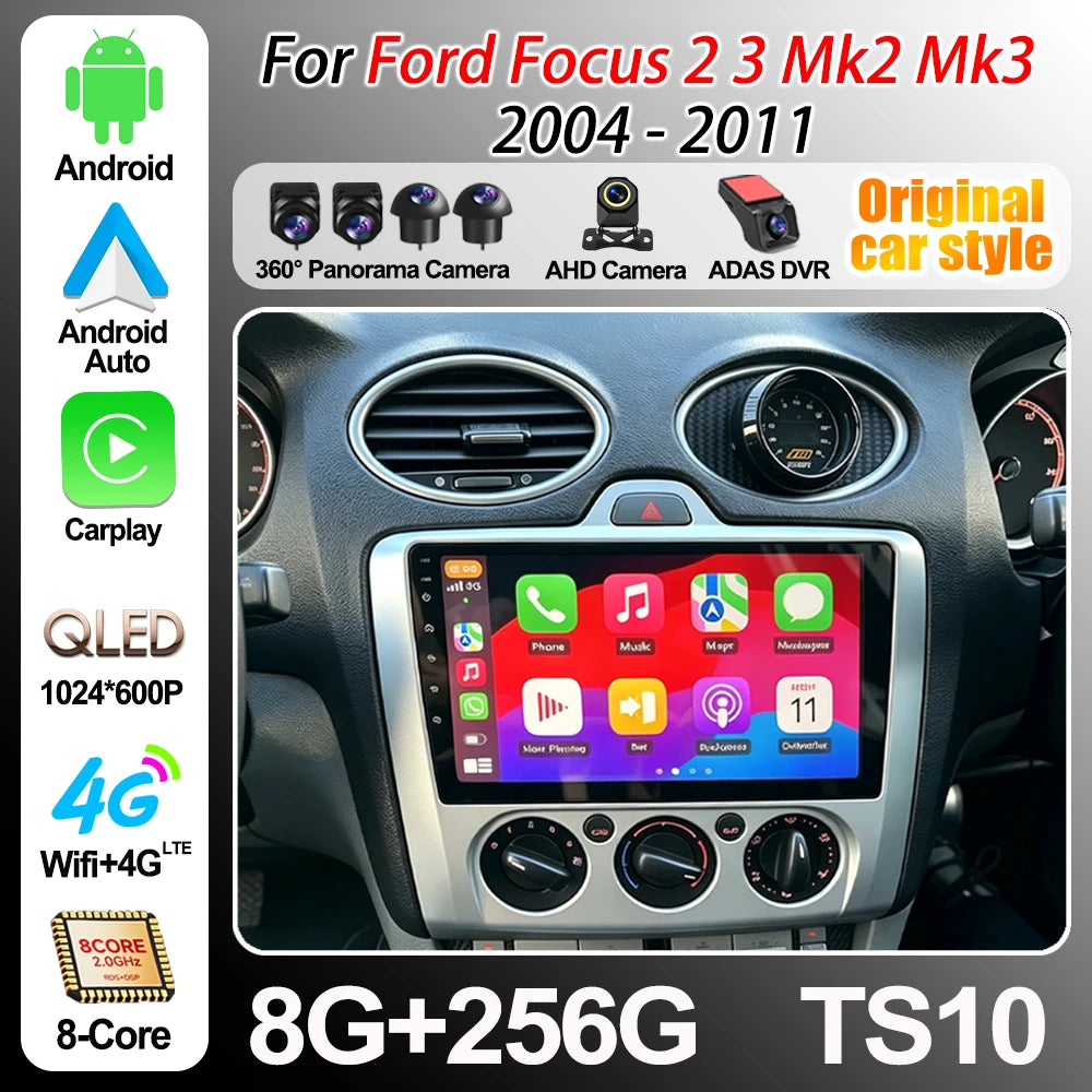 2 Din Android 16 Car Radio For Ford Focus 2 3 Mk2 Mk3 2004 2005 - 2011 Multimedia Video Pl | AUTOKITSHOP