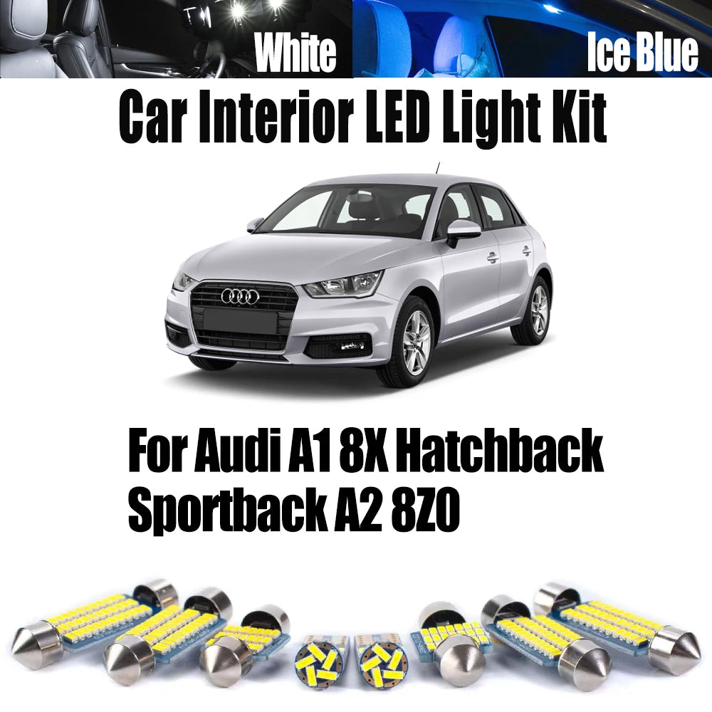 LED Interior Light Kit for Audi A1 8X Hatchback Sportback A2 8Z0 LED Interior Map Dome Trunk Luggage Light Kit Car Ac...