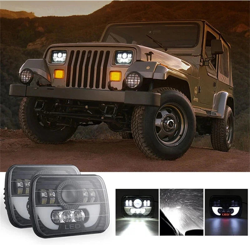 7inch H4 Led Light For Jeep Wrangler Toyota Nissan Ford off road Square Headlight Assembly