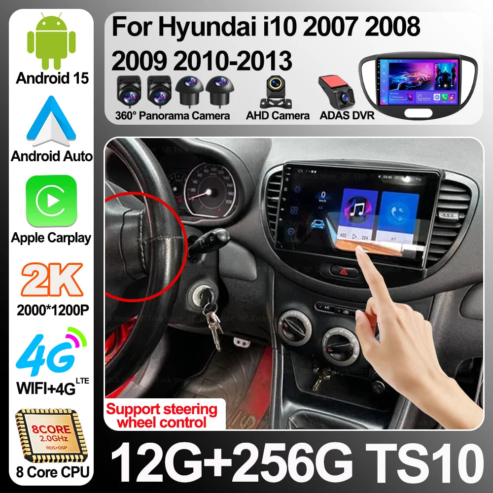 Android 16 For Hyundai I10 2007 2008 2009 2010-2013 Auto Multimedia Video Player Carplay N | AUTOKITSHOP