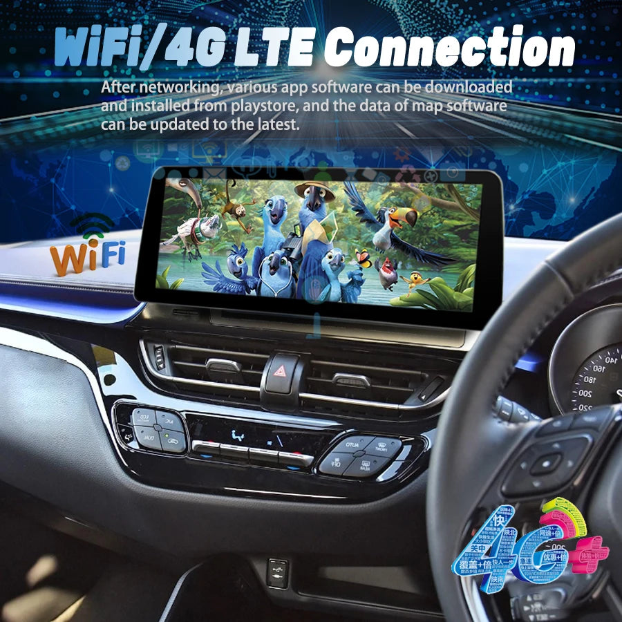 12.3'' Qled Screen Car Radio For Toyota CHR With Right Hand Drive Android 14 Video Player