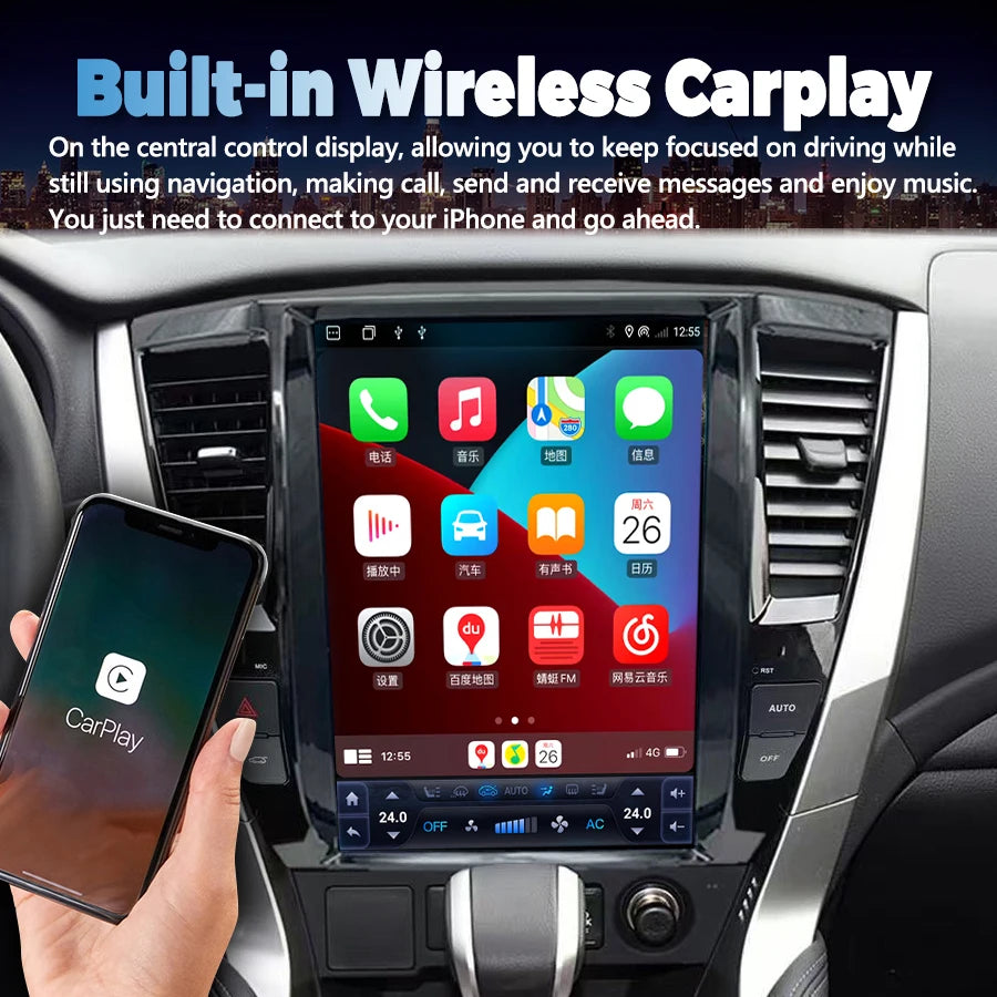 12.1" Android 14 Touch Screen For Mitsubishi Pajero Sport 2016~2021 Car Stereo Radio Multi