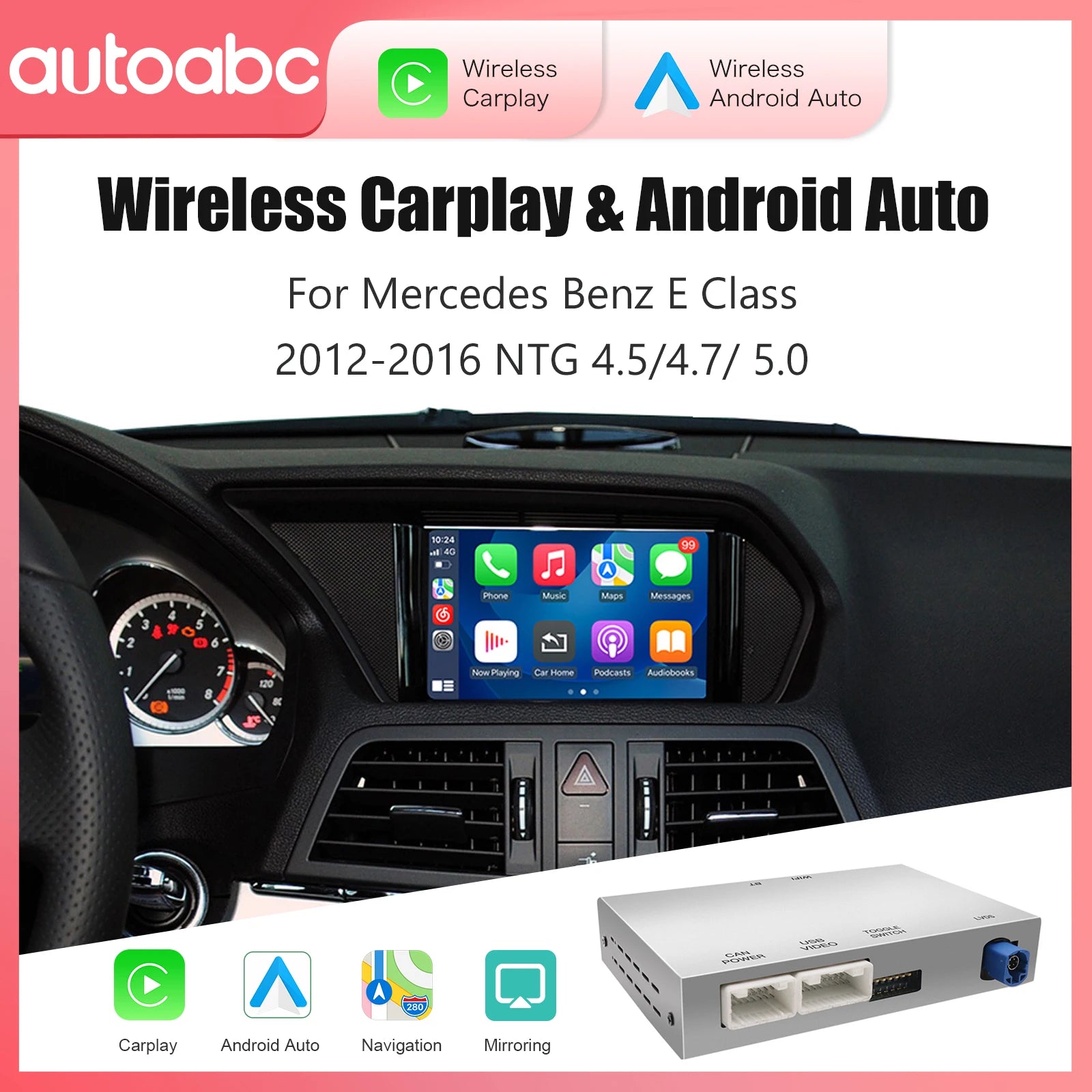 Wireless CarPlay Android Auto For Mercedes Benz E-Class W212 E Coupe C207 2012-2016, with  | AUTOKITSHOP