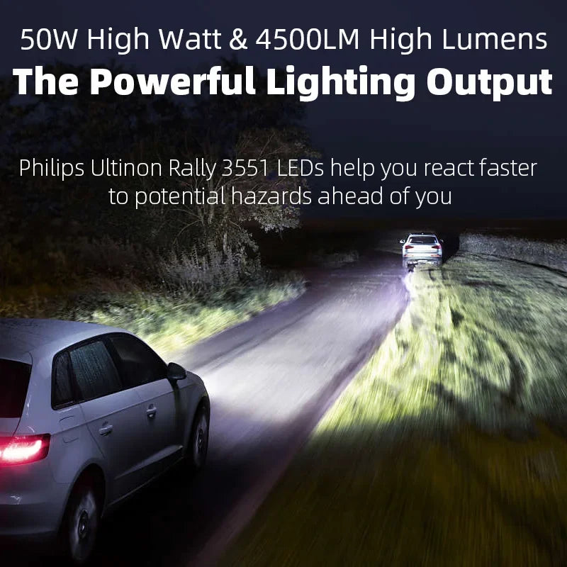 Philips Ultinon Rally 3551 LED H4 H7 H11 HB3/4 9006 9005 HIR2 Car Headlight 6500K White Ma