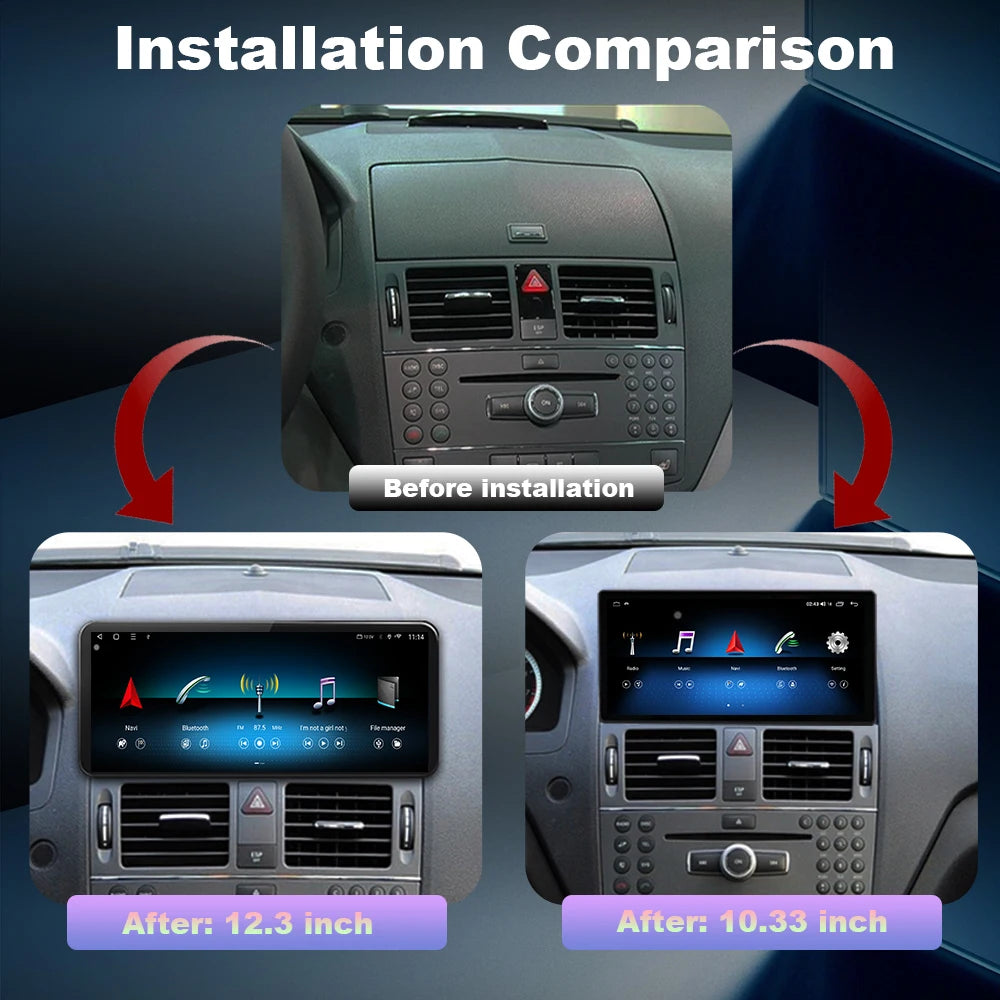 Right Hand Drvie For Benz C Class W204 2007-2014 Right Hand Drvie Android 14 DSP Stereo Wi