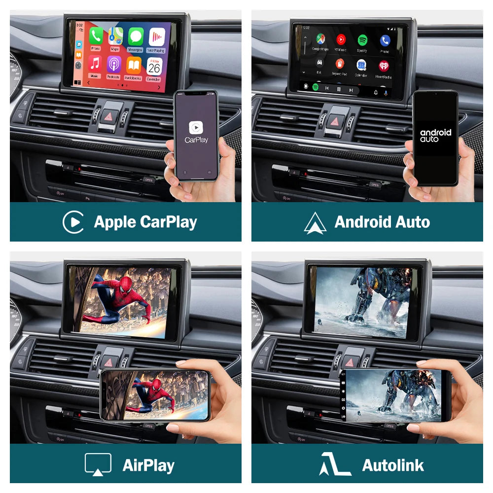 CN RoadTop Wireless CarPlay Android Auto Linux Box for Audi A6 A7 3G MMI 2012-2018, with M