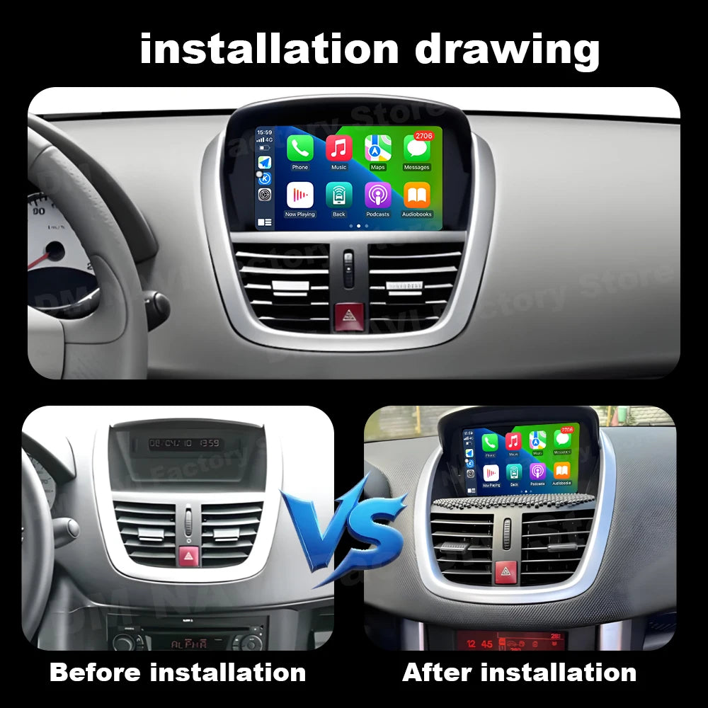 7 '' Android OS Car Radio Carplay Video GPS Navigation Multimedia Player for Peugeot 207 2