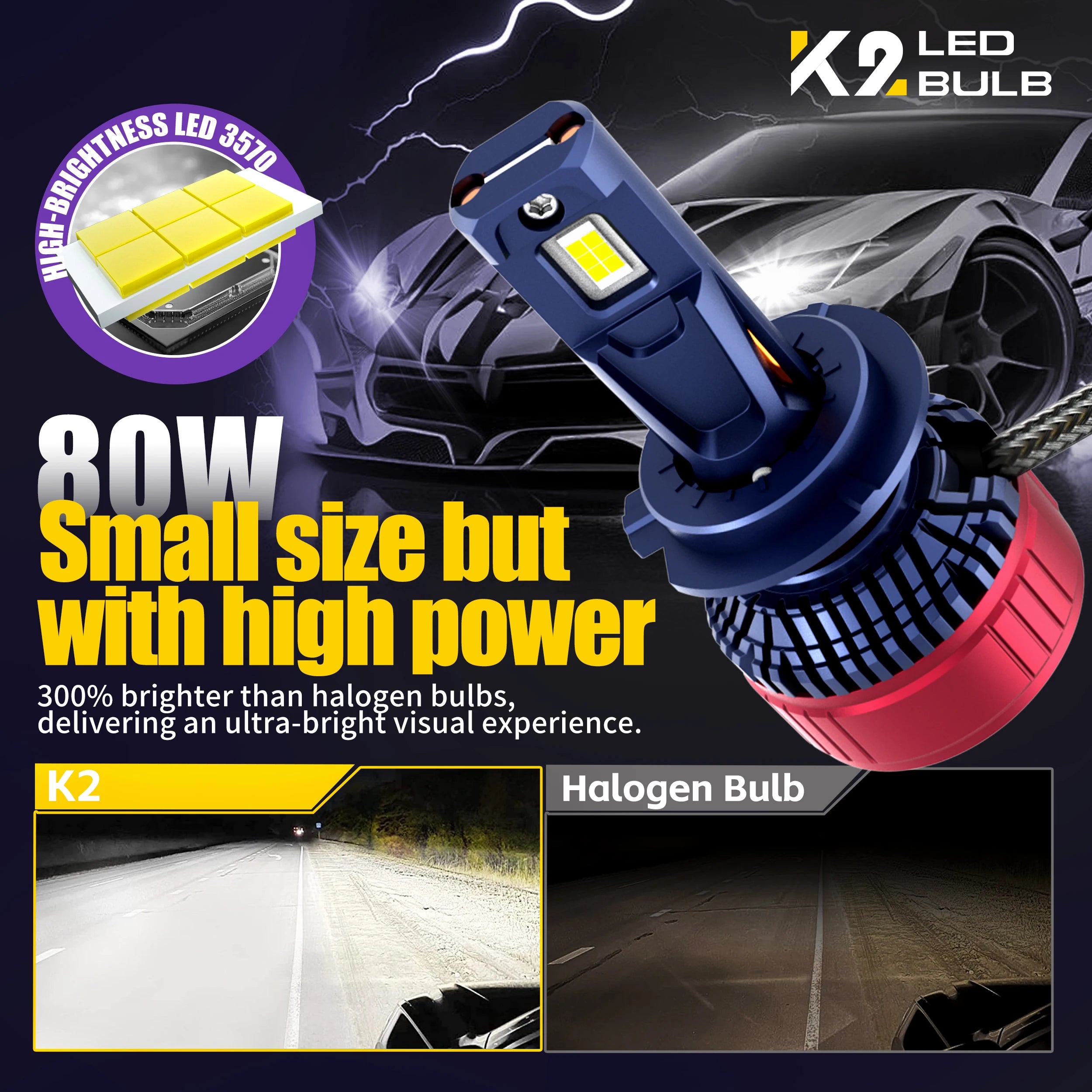 190W 22000LM K2 H7 Car Led Light 12V H4 Led Headlight Bulb Lamp Canbus H1 H3 H7 H8 H9 H11