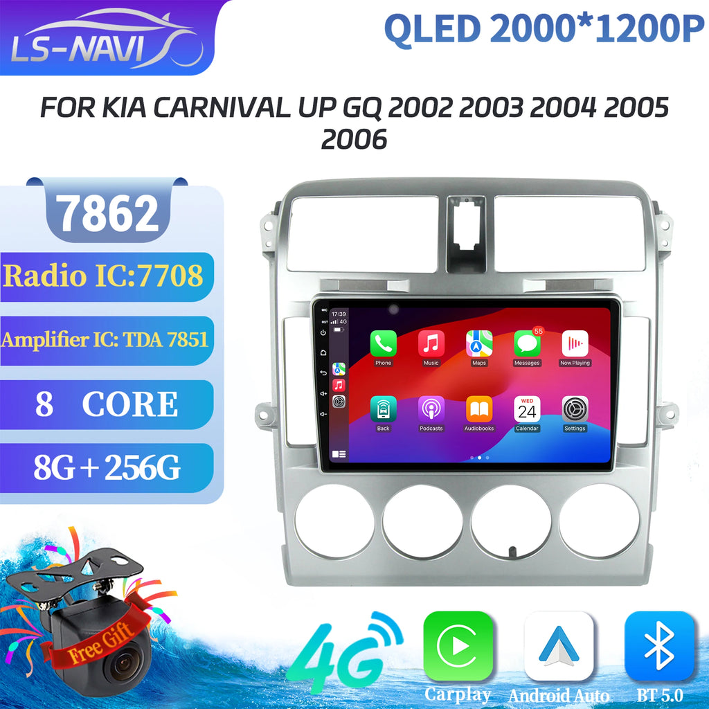 For Kia Carnival UP GQ 2002 2003 2004 2005 2006 Android 14 Car Radio Multimedia Player Nav