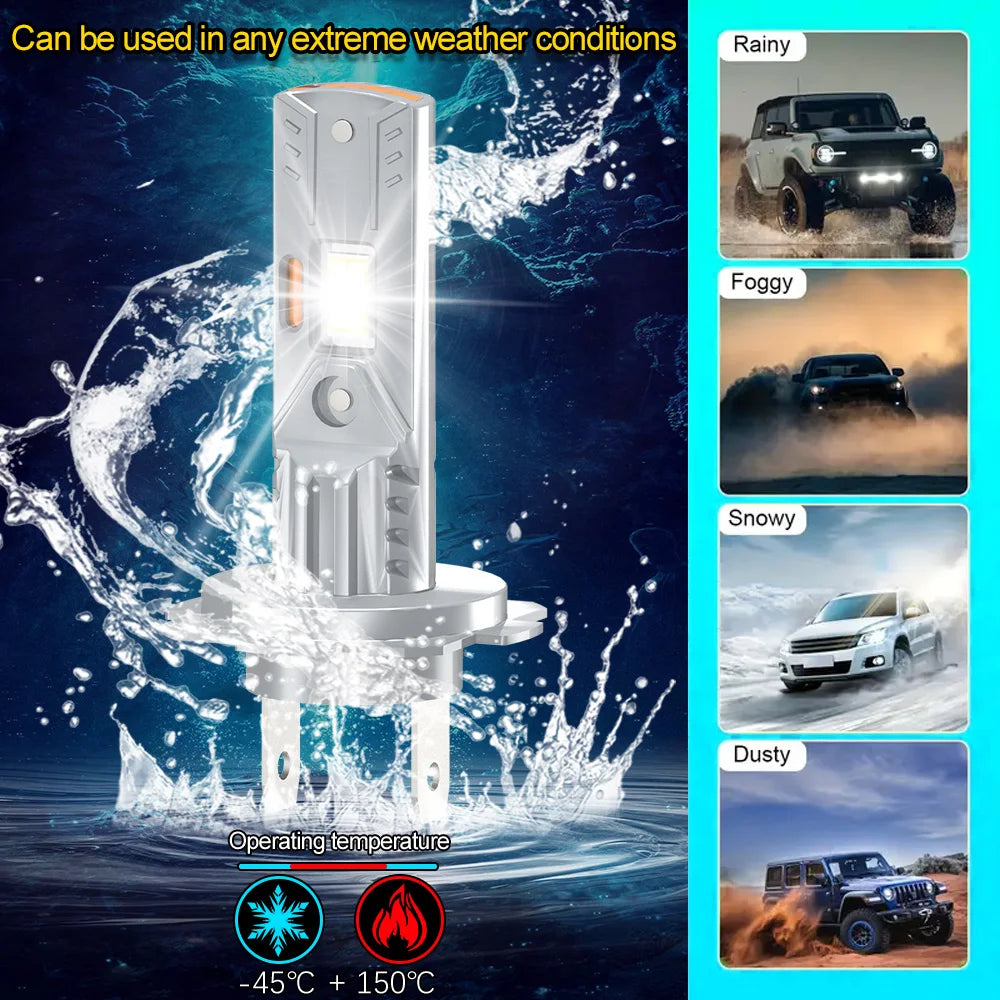 240W Turbo H7 LED Lights 40000LM Auto Head Lamps Wireless 6000K White 12V For Hyundai Kona
