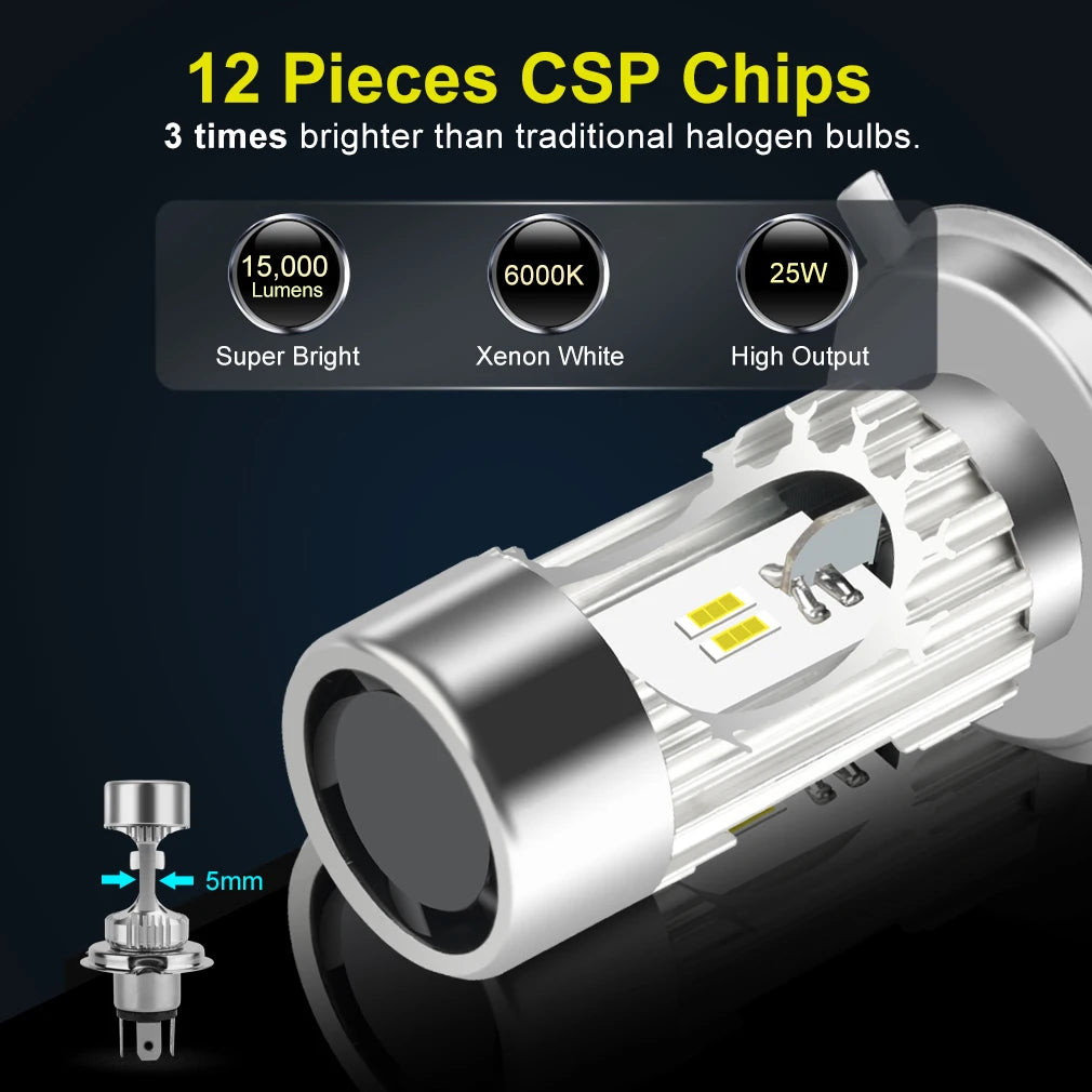 H4 Motorcycle Led Light Canbus BA20D H4 LED Headlight Bulbs Hi Lo beam Moto Headlight Lamp
