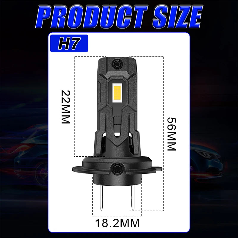 5200W H7 LED Headlight Bulb Mini Wireless 5000000LM 6000K 7535 CSP for Car Headlamp Auto D