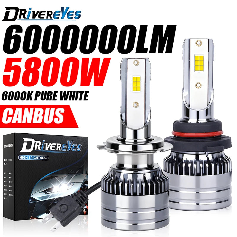 6000000LM 5800W H7 H4 LED Headlight Canbus H11 H1 9005 HB3 H8 H9 9006 HB4 9012 HIR2 4300K