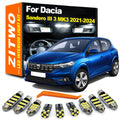 ZITWO 10Pcs LED Bulb Interior Indoor Light Kit For Dacia Sandero III 3 MK3 2021 2022 2023 2024 L - Canbus LED Car Light