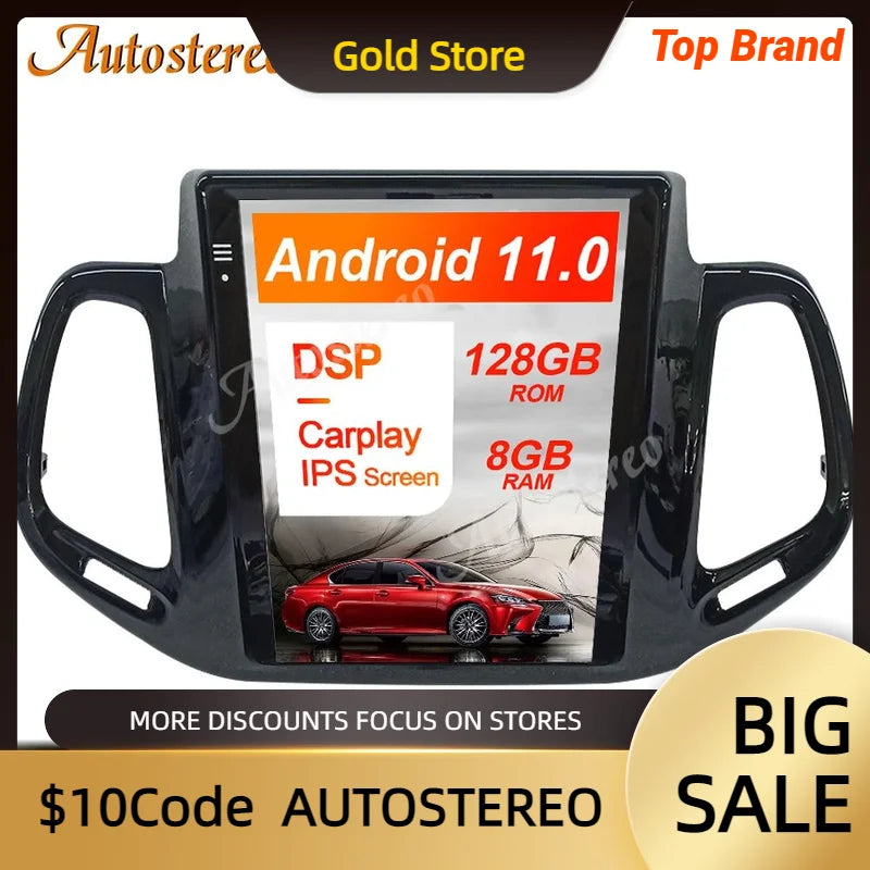 Android 14 Carplay Car GPS Navigation For Jeep Compass 2016-2019 Multimedia Player Auto St