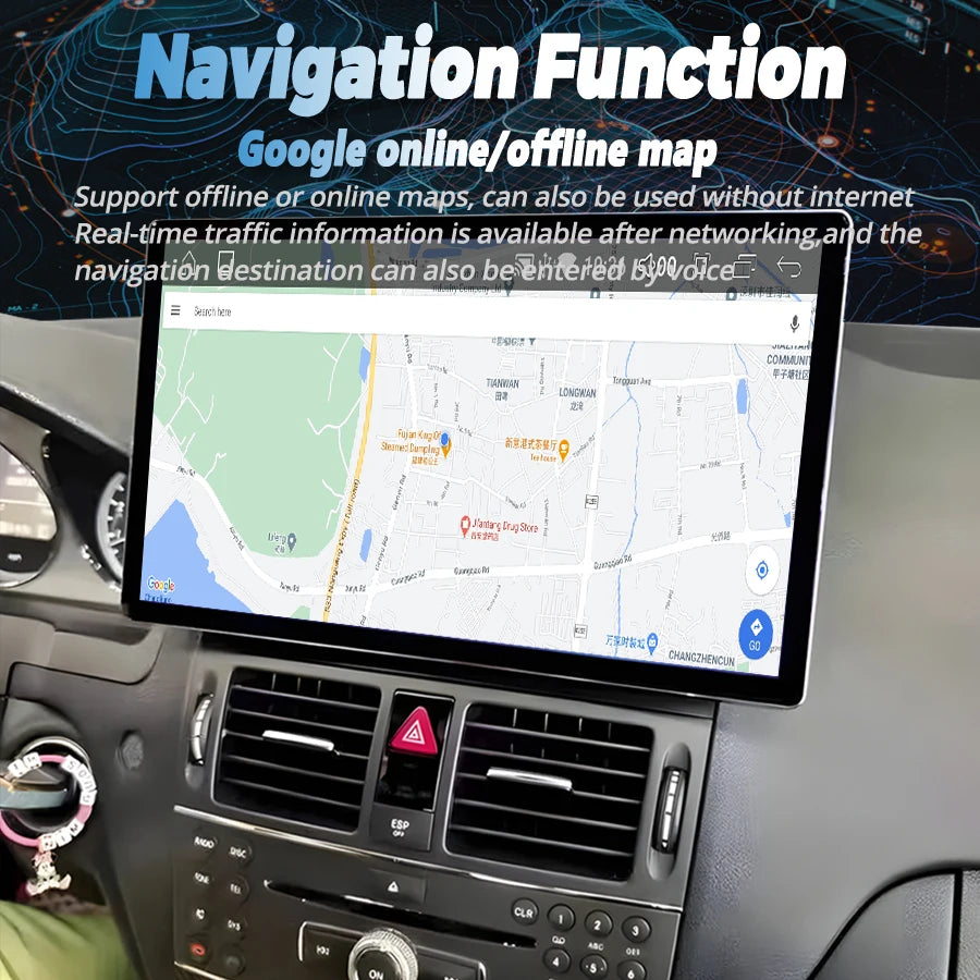 13.3" 2K Qled Screen Car Radio For Mercedes Benz C Class C180 C200 C260 C300 Navigation GP | AUTOKITSHOP
