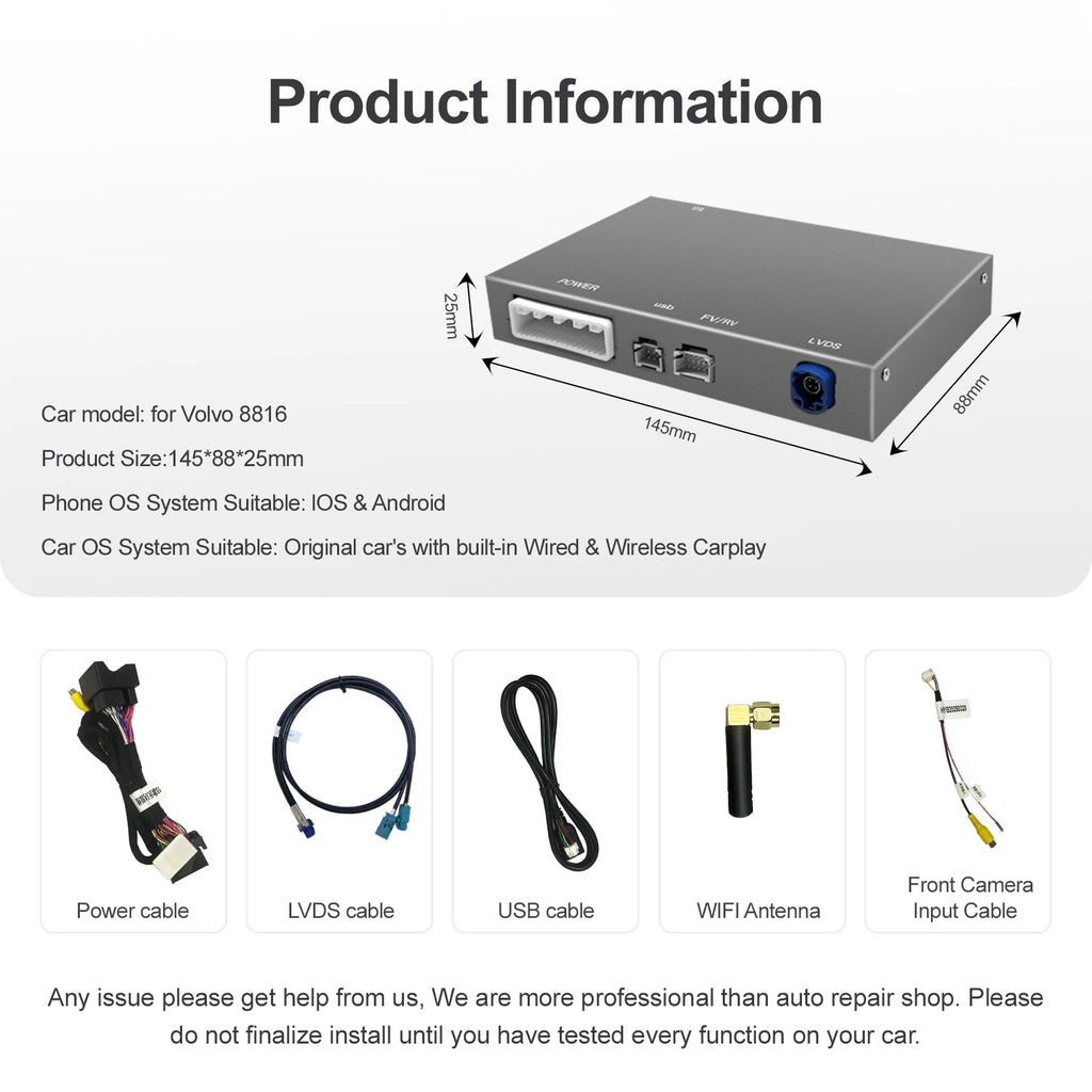 REEIIO NEW Wireless CarPlay Android Auto For Volvo XC60 S60 V60 V40module Support Camera A