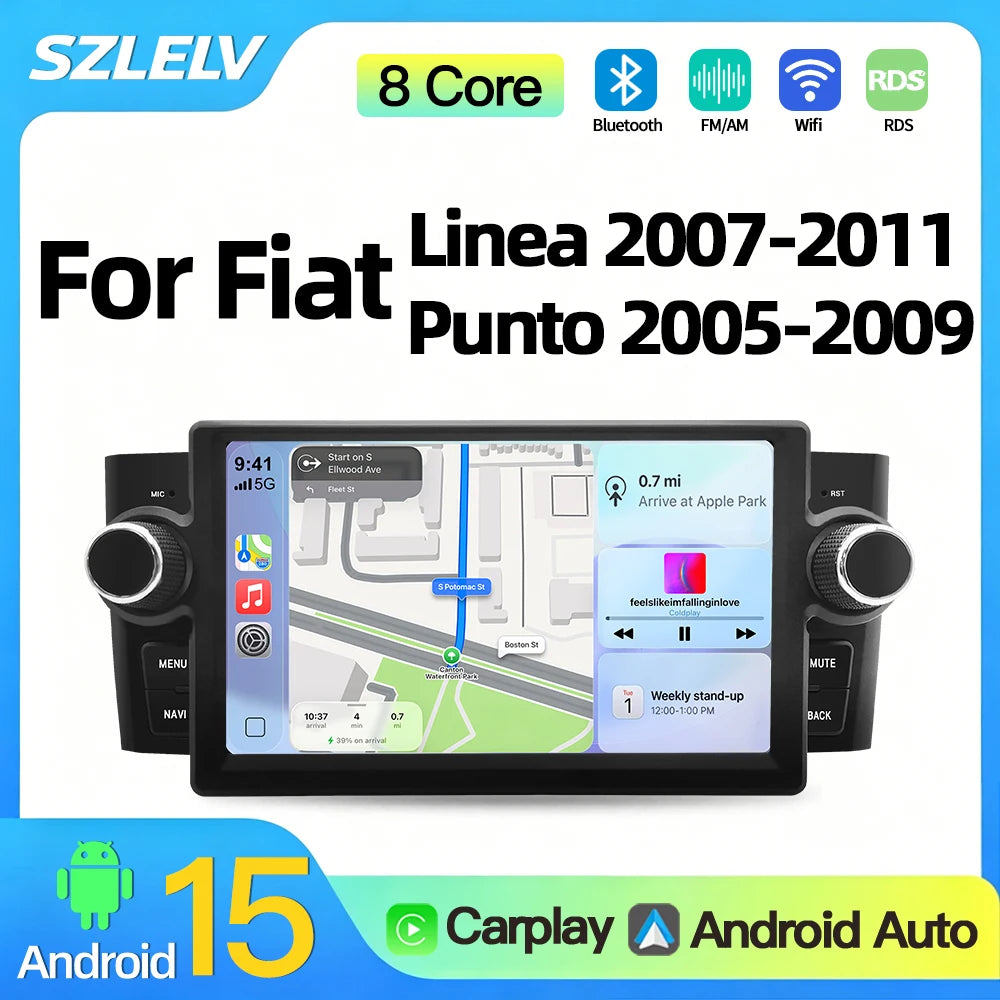 SZLELV Android Auto Multimedia For Fiat Linea Grande Punto GPS Video Player Autoradio Touc