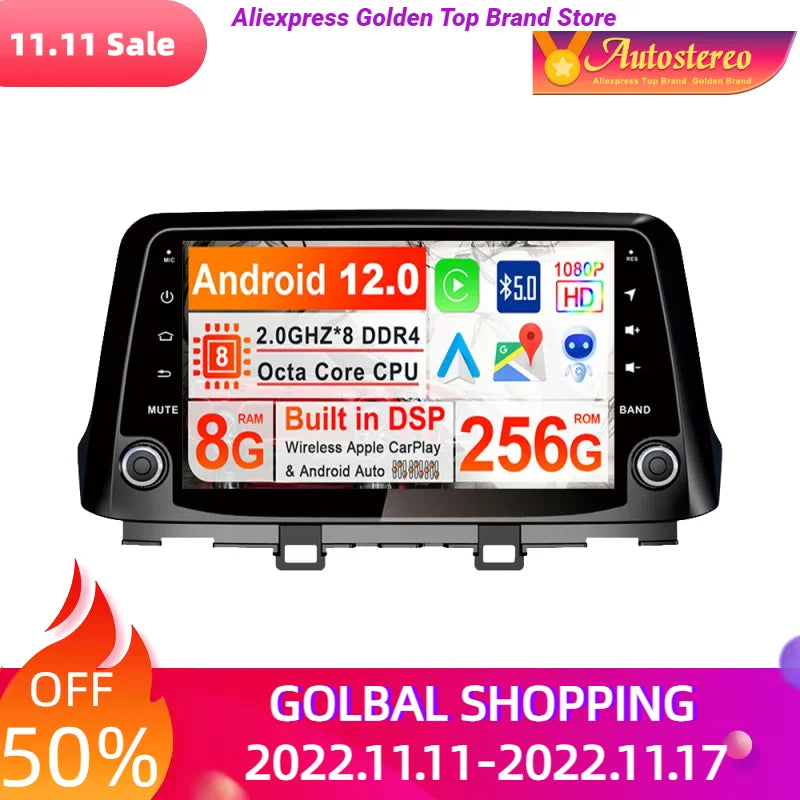 Android 14 For Hyundai KONA 2017 2018 2019 2020 Auto Stereo Multimedia Player Radio Tape R