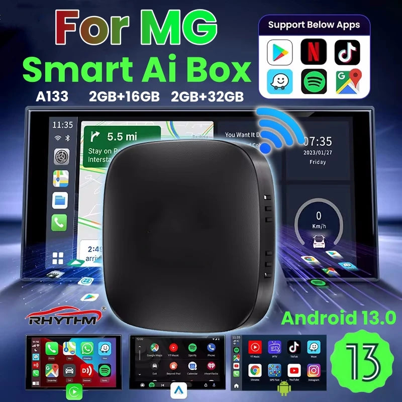 CarPlay Ai Box Android 13 Wireless Android Auto For Netflix Youtube For MG GT MG5 RX5 GS Z | AUTOKITSHOP