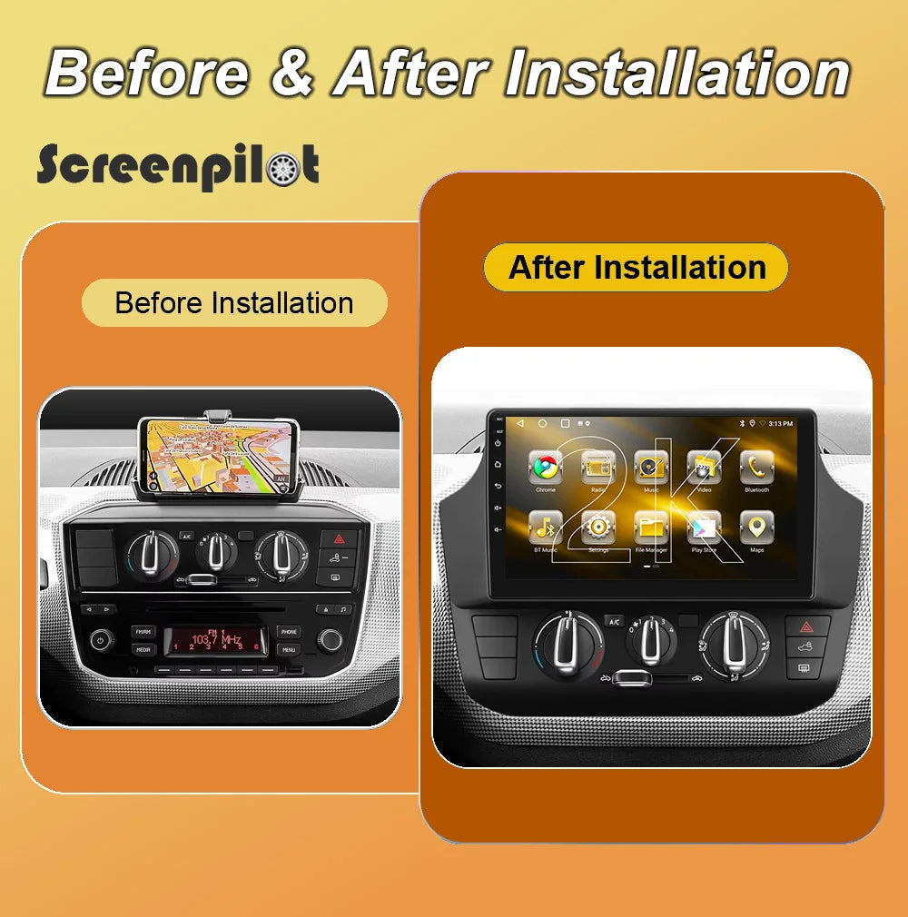 Stereo Head Unit For VW Volkswagen UP！2017 2018 2019 2020 2021 - 2023 Android 16 Multimedi | AUTOKITSHOP