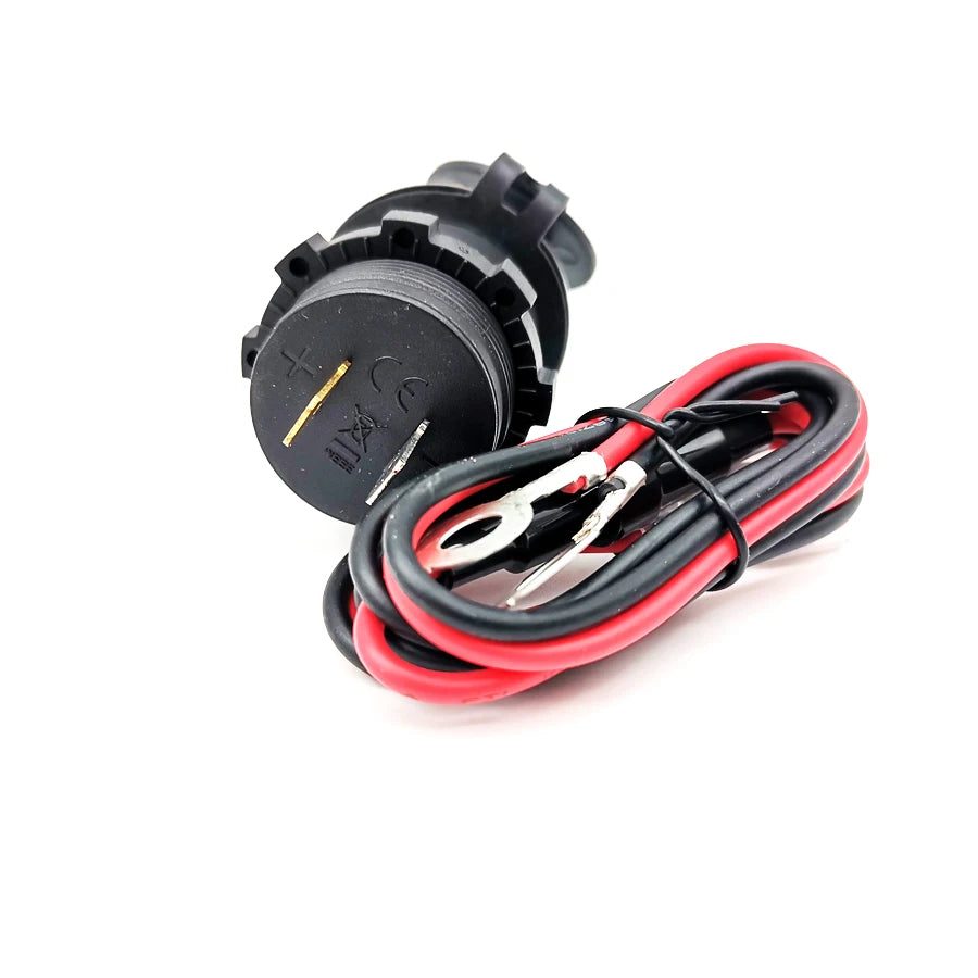 Dual Port 2.4A USB Power Charger Blue LED w/ Wire Fuse for Motorcycle ATV Boat