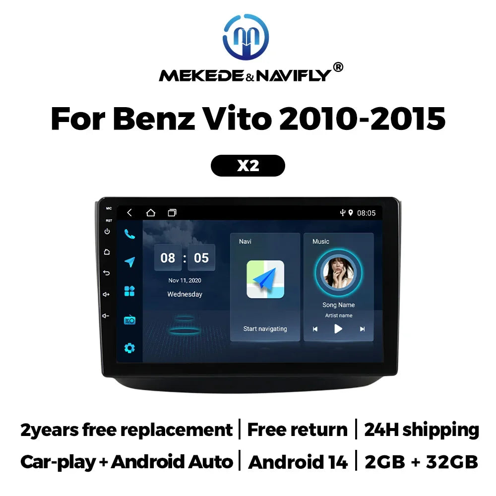 10'' Car Radio for Mercedes-Benz Vito 2 W639 2011- 2015 Wireless Carplay Intelligent Syste | AUTOKITSHOP
