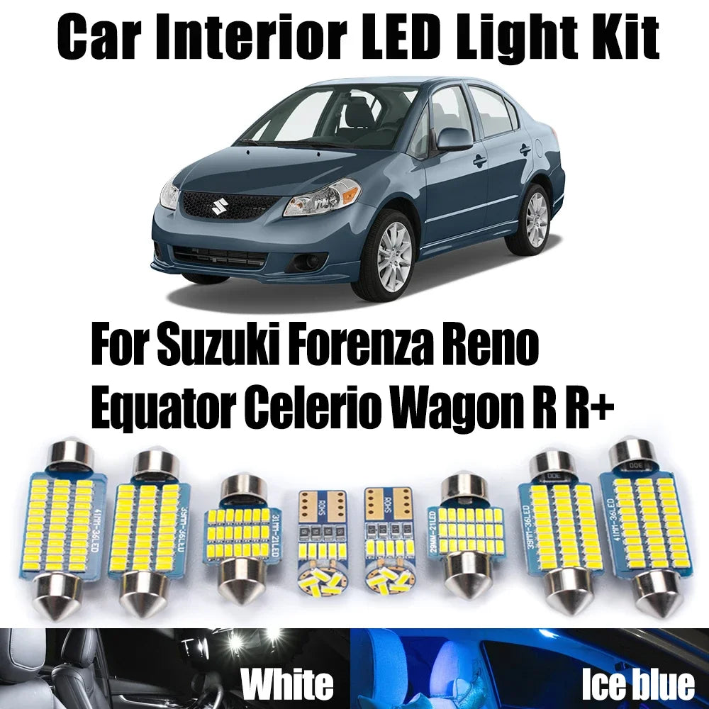 LED Interior Light Kit for Suzuki Forenza Reno Equator Celerio Wagon R R+ Car Reading Map Dome Bulbs LED Interior Num...