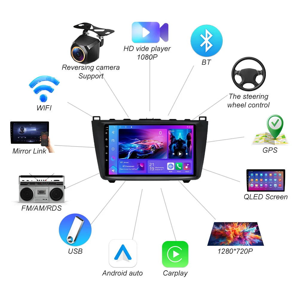 Android 16 For Mazda 6 Gh 2007 2008 2009 2010 2011 2012 Car Radio Multimedia Video Player  | AUTOKITSHOP