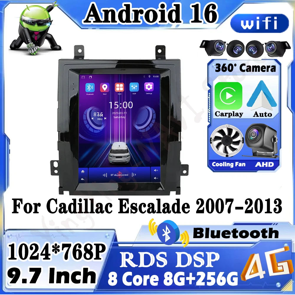 Wireless Carplay Car Multimedia Player for Cadillac Escalade 2007-2013 Android 16 Cooling