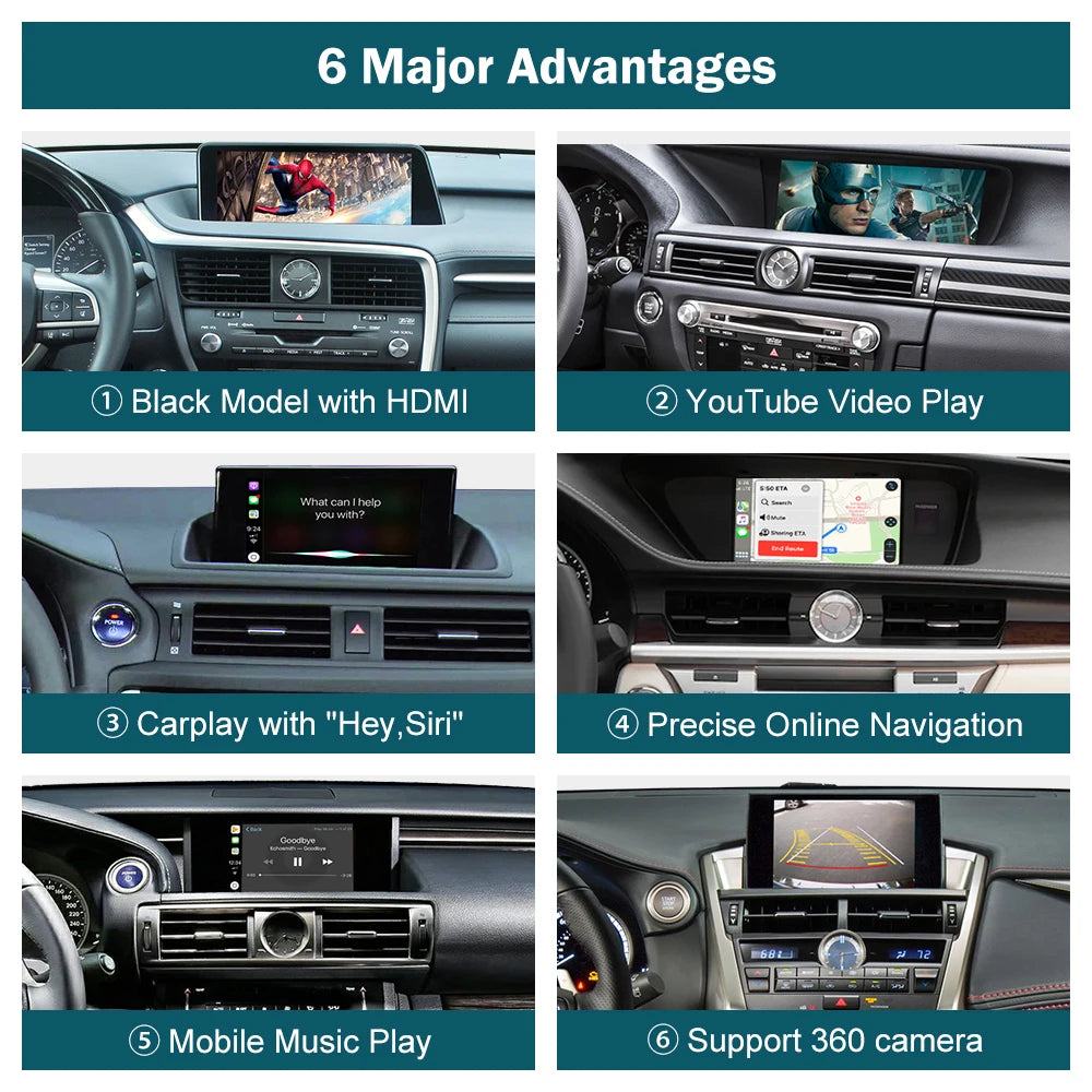 Wireless CarPlay Android Auto for Lexus NX RX IS ES GS RC CT LS LX LC UX GX 2014-2019, wit | AUTOKITSHOP