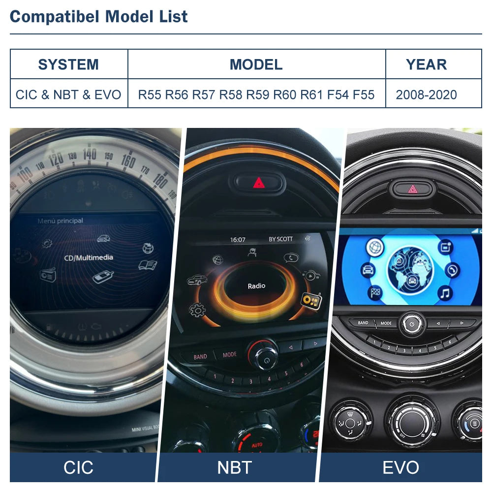 Road Top Wireless Android Auto CarPlay for Mini R55 R56 R57 R58 R59 R60 R61 F54 F55 F56 F5 | AUTOKITSHOP