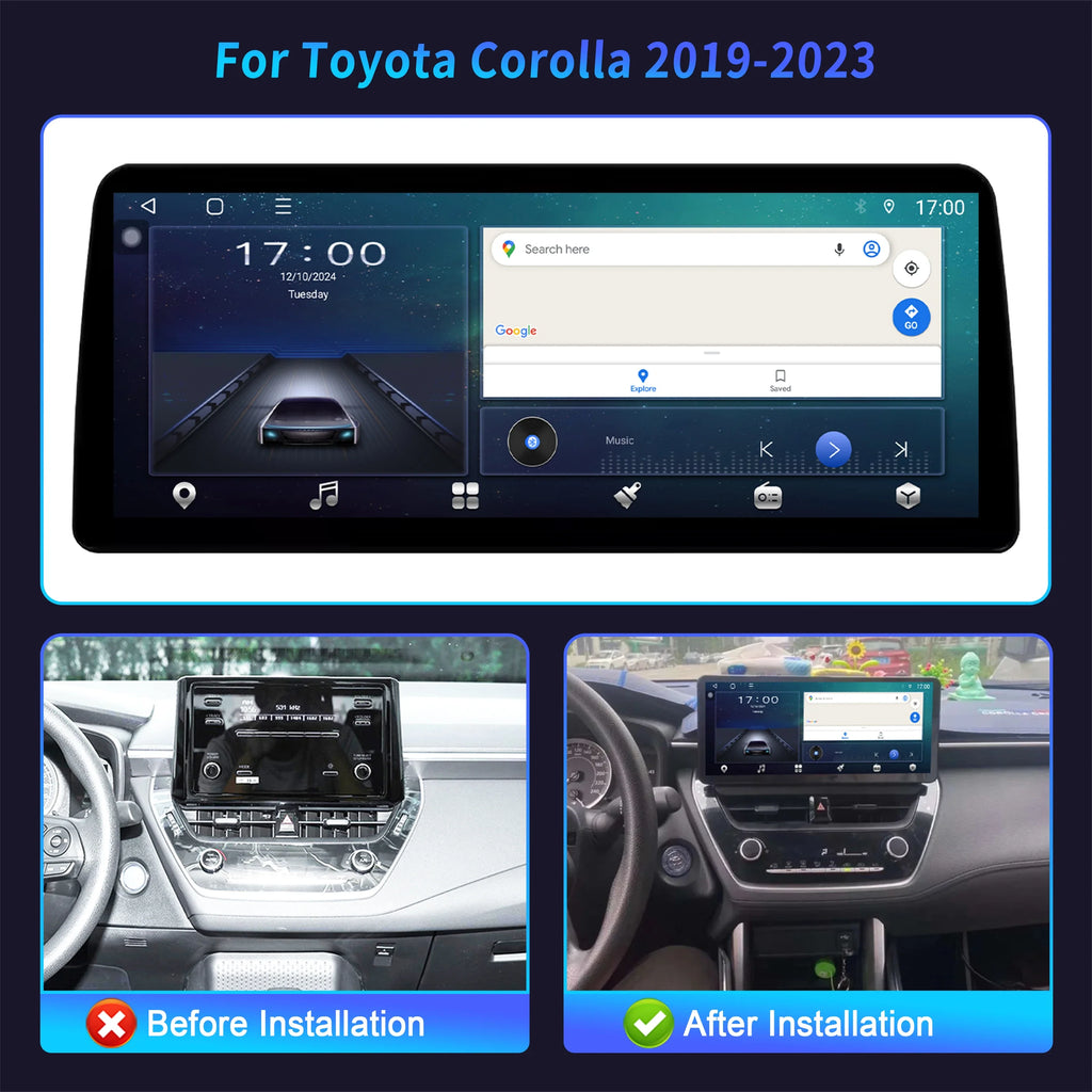 12.3 inch For Toyota Corolla 2019 2020 2021-2023 4G GPS Car Radio Android 15 Multimedia Wi